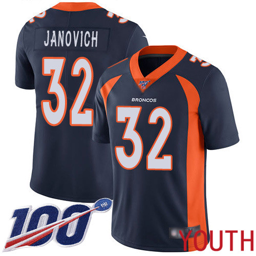 Youth Denver Broncos #32 Andy Janovich Navy Blue Alternate Vapor Untouchable Limited Player 100th Season Football NFL Jersey